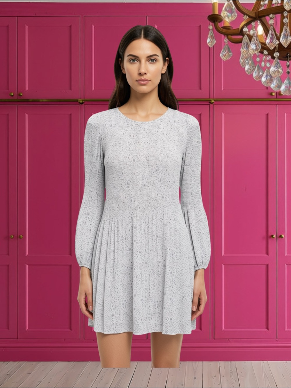 Wilfred Aritzia Daydreamer Pleated Long Sleeve Mini Dress Sz XS